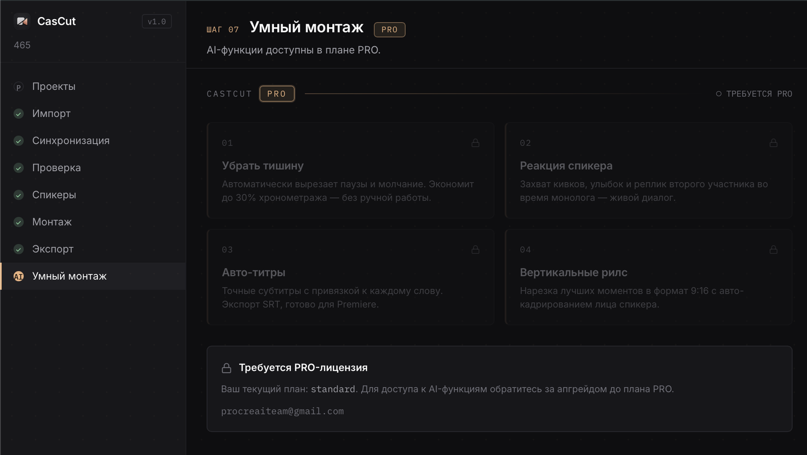 CasCut — AI-монтаж с подключением API-ключа