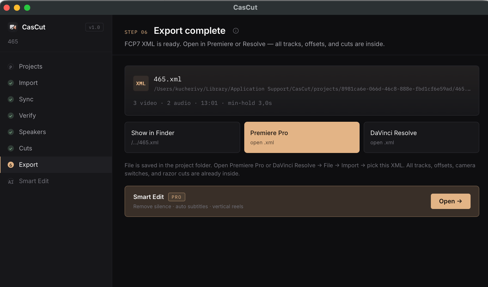 CasCut — Edit Behavior step with timeline preview